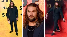 Foto kombinasi aktor Jason Momoa saat menghadiri pemutaran perdana musim ketiga film "See," di DGA Theater di Los Angeles (23/8/2022). (Jordan Strauss/Invision/AP)