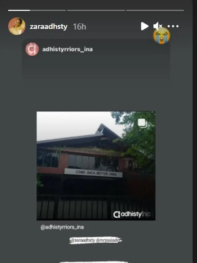Reaksi Adhisty Zara melihat dukungan fans dan penggemar (Instagram Stories)