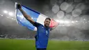 Striker Prancis, Olivier Giroud, merayakan kemenangan 5-2 atas Islandia pada laga perempat final Piala Eropa 2016 di Stade de France, Paris, Senin (4/7/2016) dini hari WIB. (Reuters/Christian Hartmann)