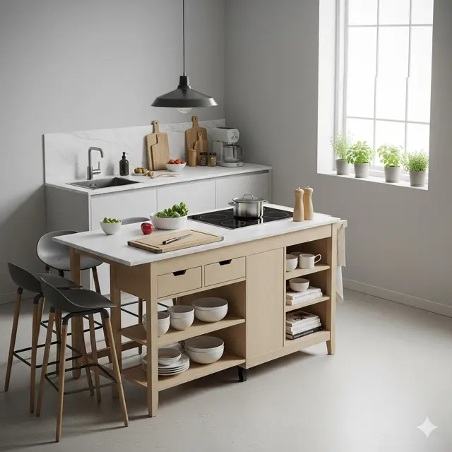 Kitchen Island Portabel Multifungsi
