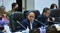 Ketua Komisi XI DPR RI Dito Ganindito saat memimpin Rapat Panja Pengeluaran Rencana Anggaran Tahunan Bank Indonesia (RATBI) Tahun 2022.
