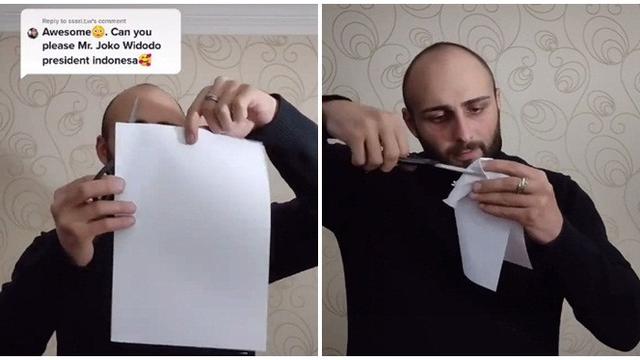 Pria Ini Pakai Teknik Gunting Kertas Buat Wajah Jokowi, Videonya Jadi Sorotan