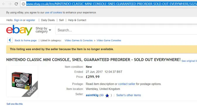 Harga pre-order SNES Classic Edition di eBay melambung tinggi. Liputan6.com/ Yuslianson