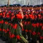 Setidaknya ada 4.630 prajurit TNI dan 130 alutsista dari tiga matra yang terlibat dalam Upacara Parade dan Defile HUT ke-78 TNI. (Liputan6.com/Faizal Fanani)