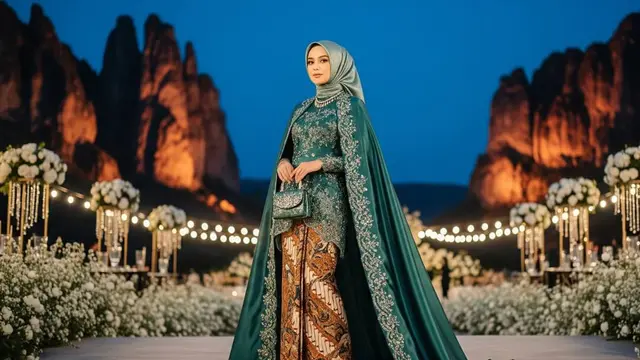 Gamis Batik Kombinasi Satin untuk Pesta Resmi dan Semi Formal