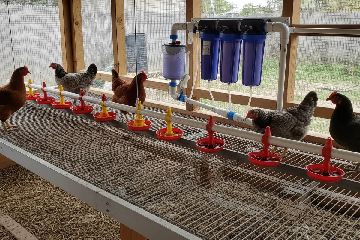 Model Kandang Ayam dengan Sistem Minum Bersih Tanpa Kotoran/Gemini AI