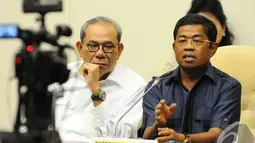 Sekjen DPP Partai Golkar Idrus Marham menjelaskan bahwa secara keseluruhan Munas Golkar berjalan lancar dan produktif dilihat dari sisi manapun tidak ada cacat, Jakarta, Jumat (5/12/2014). (Liputan6.com/Andrian M Tunay)