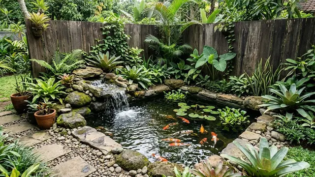 Ide Kolam Kecil di Sudut Halaman Dekat Pagar