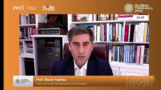 Potret Prof. Murat Yeşiltaş, Direktur Foreign Policy Research of SETA Foundation Turki dalam Sesi 6 GTH 2022, Sabtu (5/11/2022). (Dok. Global Town Hall 2022 via Youtube)