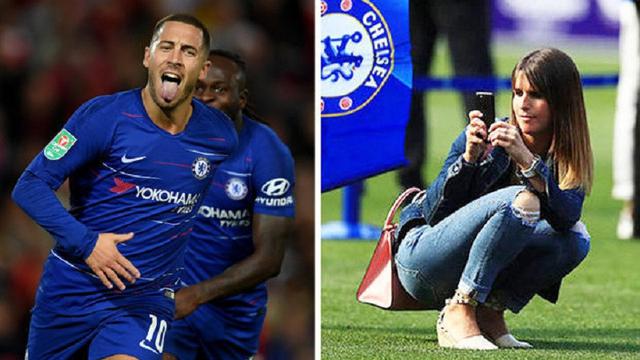 Bintang Chelsea, Eden Hazard dan sang istri, Natacha van Honacker (Istimewa)