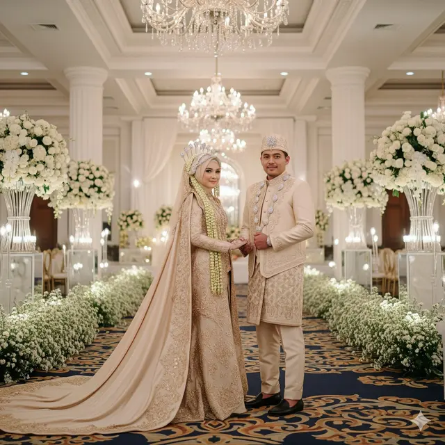 Couple Royal: Gamis Cape Brokat + Jubah Brokat