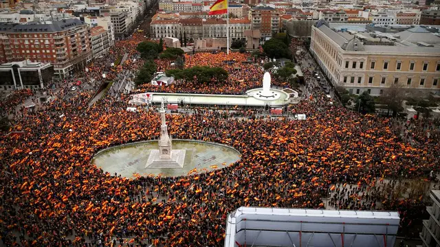 Ribuan demonstran Catalonia. (AP)