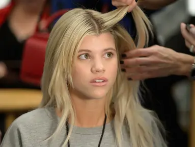 Sofia Richie saat berhias dalam  New York Fashion Week 2016 di New York, AS pada 11 Februari 2016. Sofia Richie saat ini dikabarkan dekat dengan Justin Bieber. (AFP Photo/ Gustavo Caballero)