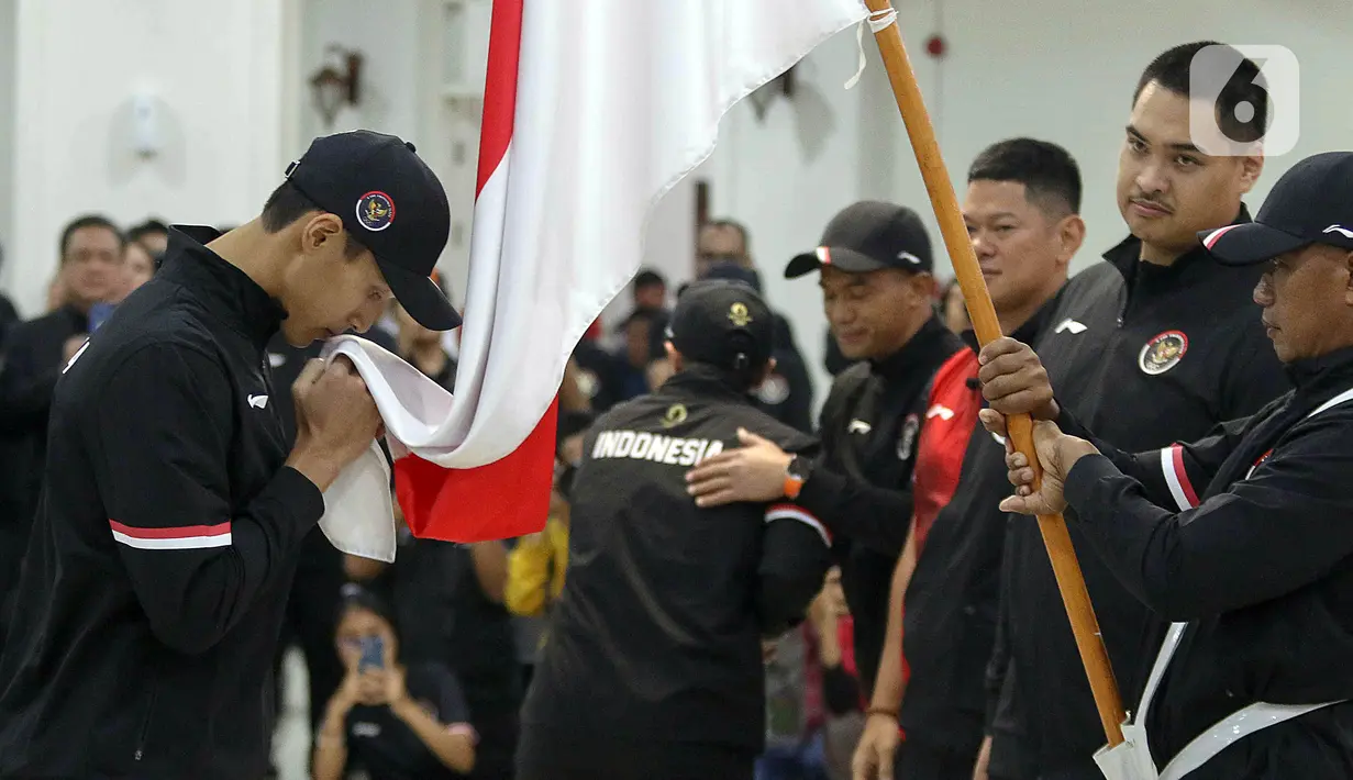 Pengukuhan ini dihadiri para atlet, pelatih, ketua federasi cabang olahraga yang berlaga di Olimpiade Paris 2024. (Liputan6.com/Herman Zakharia)