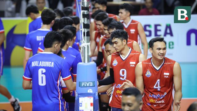 Foto: Aksi Timnas Voli Putra Indonesia saat Melumat Filipina di Ajang SEA VLeague 2023