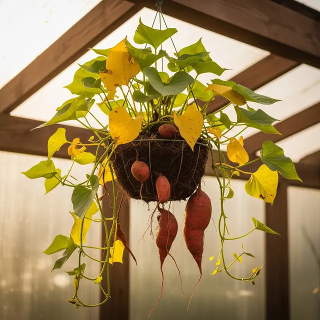 Cara Membuat Kebun Ubi Gantung agar Panen Banyak di Lahan Sempit (Image by Gemini AI)