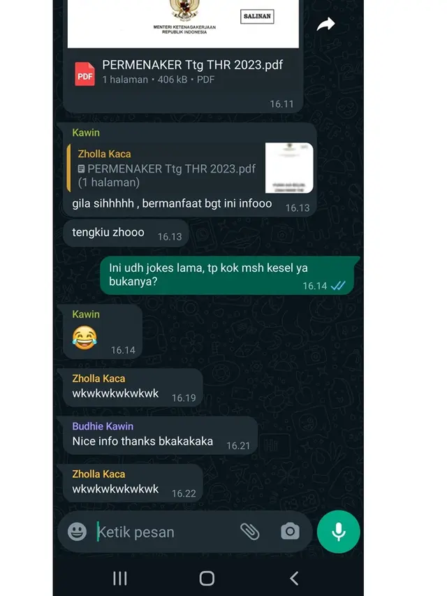 7 Chat Grup WhatsApp Usai di-Prank soal THR Ini Responnya Bikin Tepuk Jidat