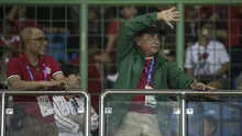Ketua PSSI, Edy Rahmayadi, menyaksikan pertandingan Indonesia melawan Laos pada laga Asian Games di Stadion Patriot, Jawa Barat, Jumat (17/8/2018). Indonesia menang 3-0 atas Laos. (Bola.com/Vitalis Yogi Trisna)