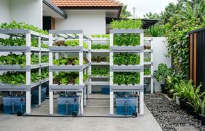 Ide Kebun Hidroponik di Halaman Belakang dengan Sistem Sirkulasi Otomatis.