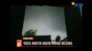 Sebuah video amatir dari ponsel warga merekam detik-detik angin puting beliung saat menerbangkan atap Pasar Keden Pedan, Klaten.