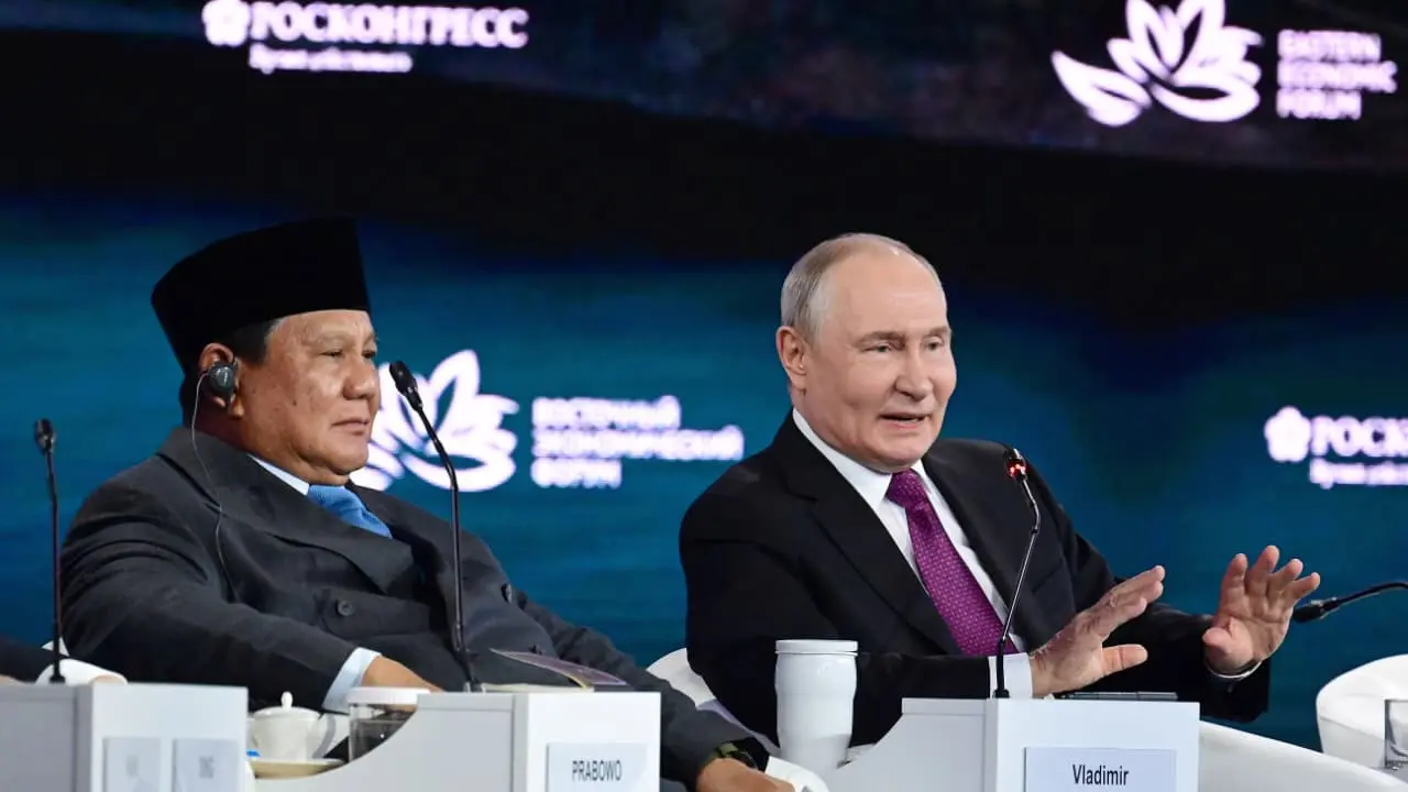 Presiden Prabowo Subianto dan  Presiden Rusia Vladimir Putin