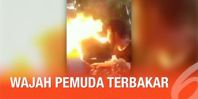 VIDEO: Atraksi Sembur Api, Wajah Pemuda Ini Malah Terbakar