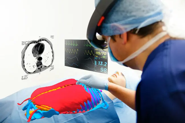 Simulasi sistem itu telah dicoba menggunakan data dari manusia yang kemudian diproyeksikan pada manekin (mannequin) pembedahan. (Sumber Cambridge Consultants)