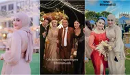 Penampilan Santyka Fauziah kekasih Sule di resepsi Rizky Febian dan Mahalini di Bali. (sumber: Instagram/santykafauziah)