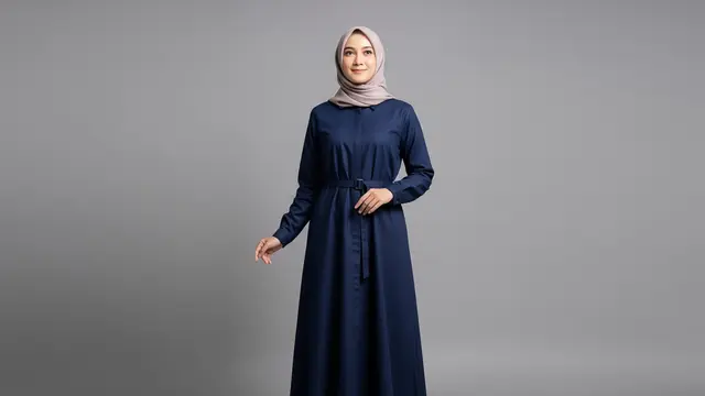 Gamis Tunik Panjang dengan Belt Tipis