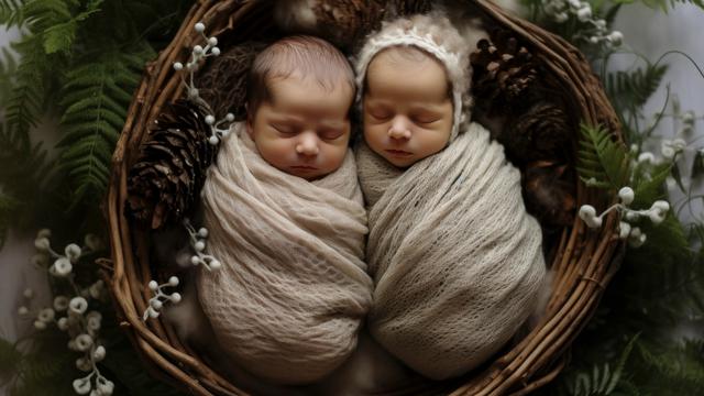 Ilustrasi bayi kembar laki-laki dan perempuan