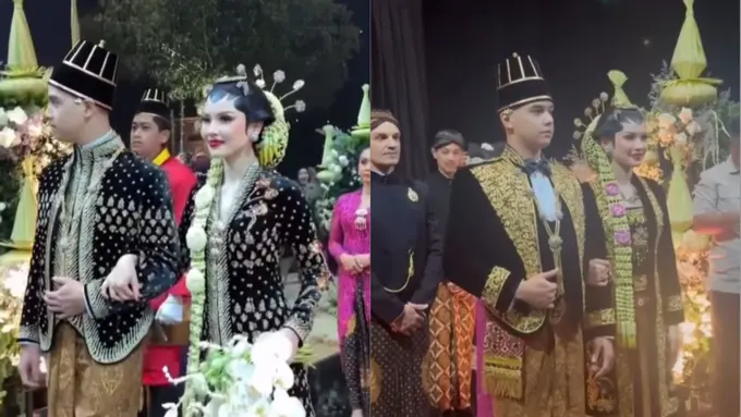 Busana Pengantin Mewah Adat Jawa Al Ghazali dan Alyssa Daguise di Ngunduh Mantu, Bersulam Emas Karya Biyan