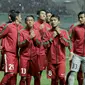 Pemain Timnas Indonesia saat melawan Thailand pada laga persahabatan di Stadion Pakansari, Bogor, Minggu, (03/6/2018). Indonesia bermain imbang 0-0 dengan Thailand. (Bola.com/M Iqbal Ichsan)