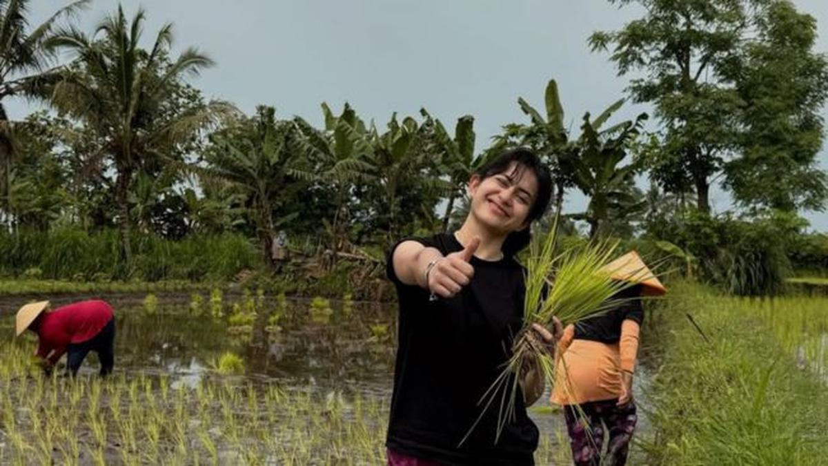 Niat Lari Pagi, Intip 5 Potret Sintya Marisca Berakhir Nyemplung ke Sawah Bantu Petani Menanam Padi