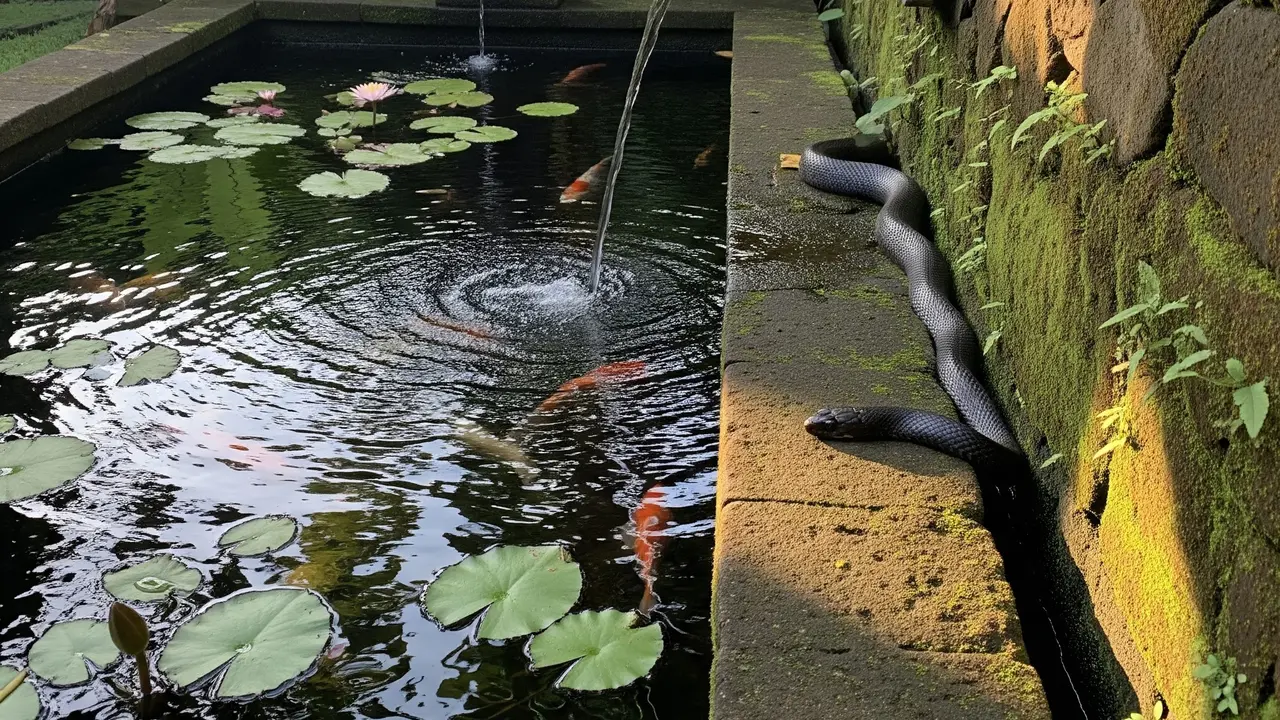 Ular di kolam ikan