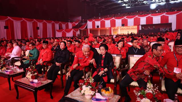 Ganjar Pranowo menghadiri Rakernas PDIP di Beach City International Stadium Ancol, Jakarta, Jumat (24/5/2024).