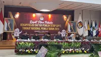 Komisi Pemilihan Umum (KPU) RI mengggelar rapat pleno terbuka rekapitulasi daftar pemilih tetap (DPT) untuk Pemilihan Umum (Pemilu) 2024 di Kantor KPU RI Jakarta Pusat, Minggu (2/7/2023). (Ist)