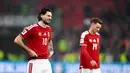 Usai diledek Dominik Szoboszlai, Irlandia rupanya malah bangkit. Dua gol balasan dicetak Troy Parrott, yang mencatat hat-tricknya. Irlandia berbalik menang 3-2 dan akhirnya membuat Hungaria benar-benar menangis. (AP Photo/Denes Erdos)