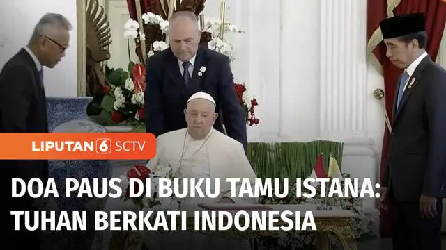 Hari pertama agenda apostoliknya di Indonesia, Paus Fransiskus melakukan kunjungan ke Istana Merdeka, bertemu Presiden Joko Widodo. Ada yang menarik, sebelum masuk Paus Fransiskus sempat membubuhkan pesan yang mendalam saat mengisi buku tamu istana.