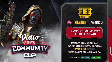 Link Live Streaming Vidio Community Cup PUBGM Season 1 Week 2 di Vidio, Kamis 27 Januari 2022
