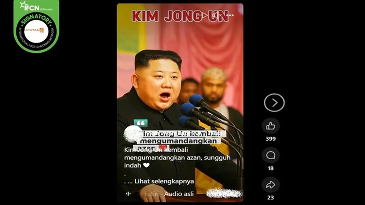 Gambar tangkapan layar video yang diklaim pemimpin Korea Utara Kim Jong Un mengumandangkan azan. (sumber: Facebook)