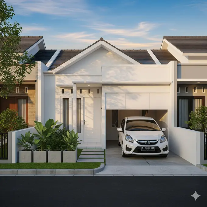 Desain Rumah Sempit Ada Garasi Mobil Kecil