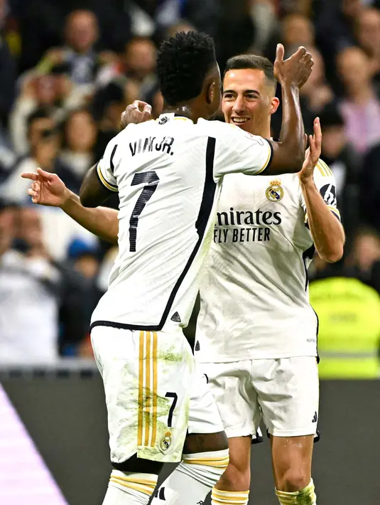 Beberapa peluang didapat Los Blancos, salah satunya melalui sepakan Fede Valverde pada menit ke-48. (JAVIER SORIANO/AFP)