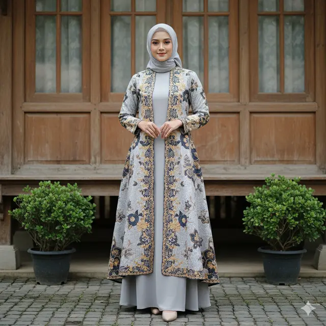 12 Model Outer Batik Panjang dengan Dress Polos untuk Kondangan Outdoor 2025, Elegan dan Nyaman Dipakai