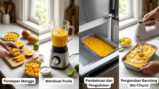Cara Membuat Sorbet Mangga Tanpa Mesin Es Krim (AI generated)