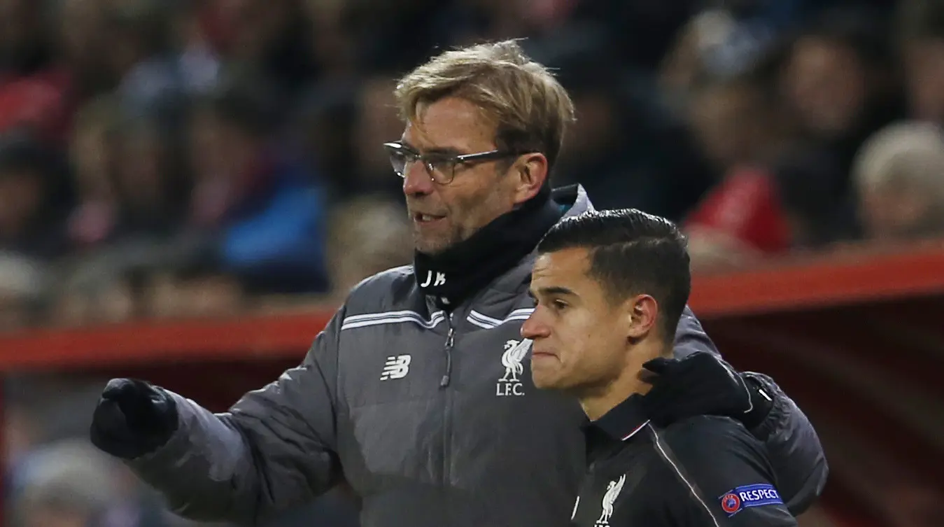 Pelatih Liverpool, Jurgen Klopp dan Philippe Coutinho (Reuters / Lee Smith)