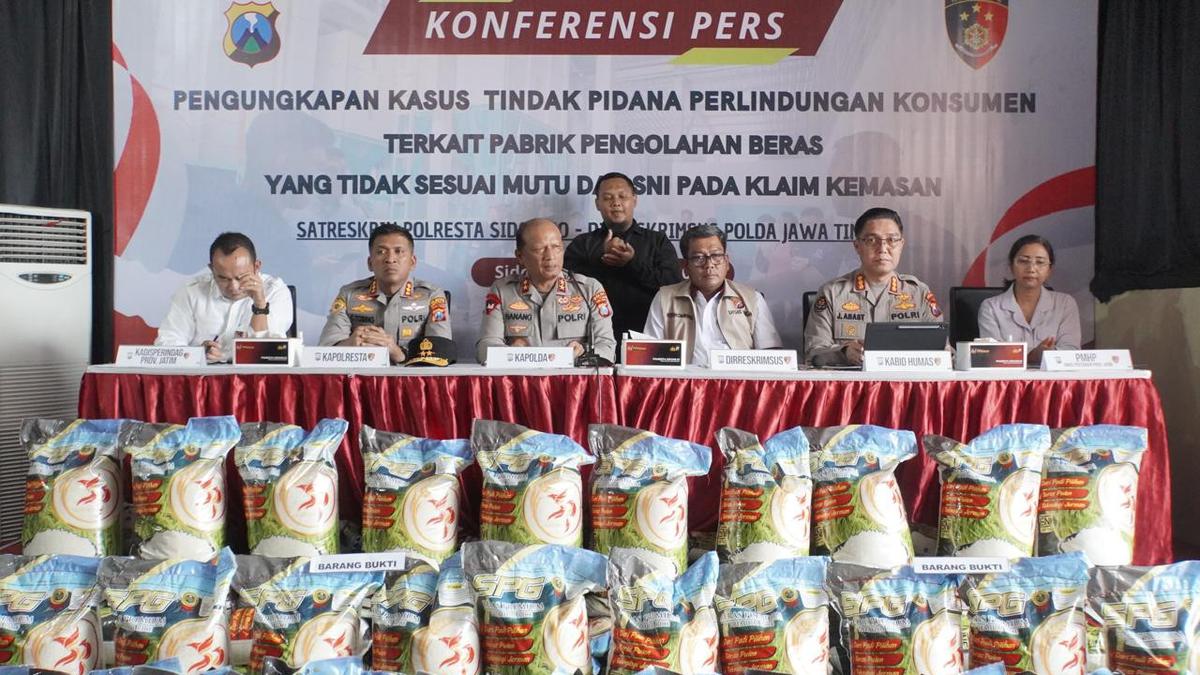 Pabrik Beras Premium Oplosan di Sidoarjo Digerebek Polisi, Pemilik Terancam 5 Tahun Bui