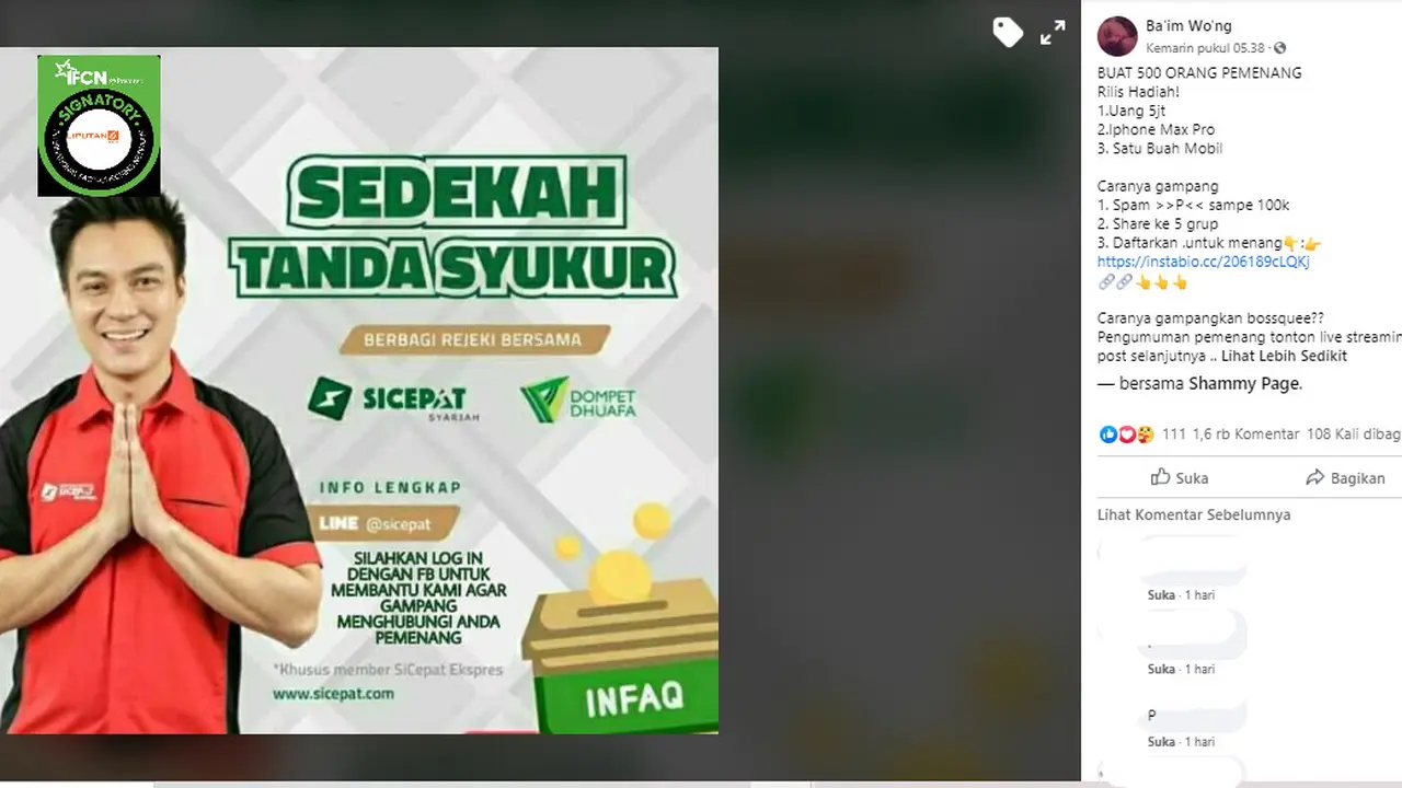 Penelusuran Baim Wong Bagikan Hadiah Uang, Iphone dan Mobil
