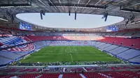 Para pemain Inter Milan dan PSG mencoba lapangan Allianz Arena, Munchen jelang partai puncak Liga Champions pada Minggu (1/6/2025) dini hari WIB nanti. (AP Photo/Martin Meissner)