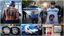 Sejumlah fans memberi dukungan untuk Diego Maradona yang sedang terbaring di rumah sakit. Legenda sepak bola Timnas Argentina itu dilaporkan mengalami pembekuan darah di otak.