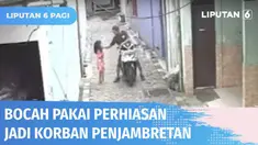 Seorang bocah di Tangerang jadi korban penjambretan perhiasan. Awalnya pelaku berputar mencari korbannya. Begitu melihat korban, pelaku berhenti dan langsung merampas kalung emas milik korban. Korban ketakutan sambil berteriak memanggil orang tuanya.